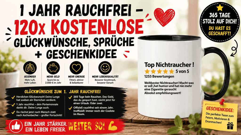1 Jahr rauchfrei – Glückwünsche