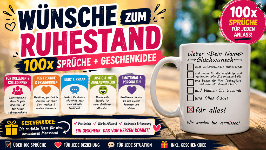 Wünsche zum Ruhestand – Sprüche für Kollegen und Freunde