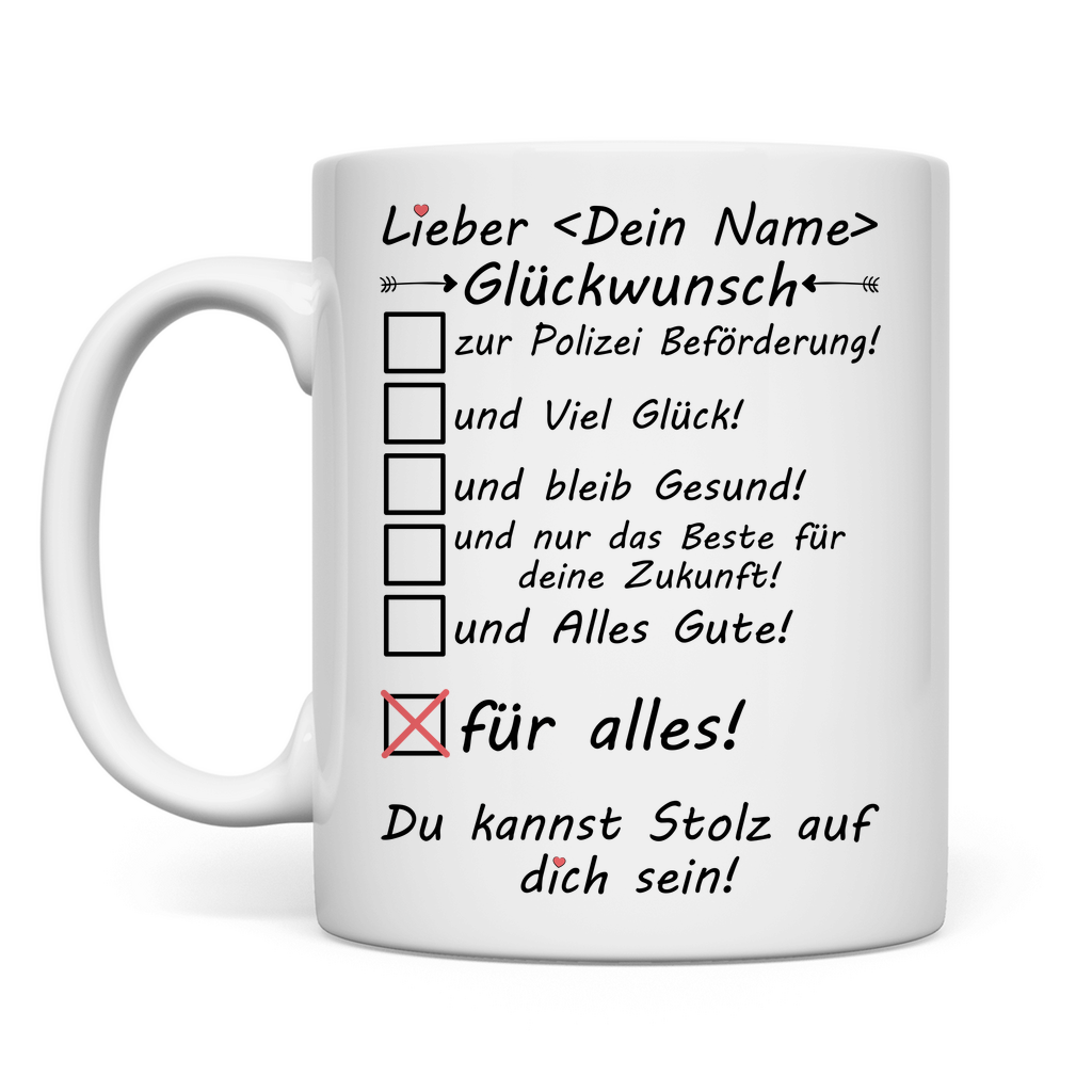 Beförderung Polizei | Glückwünsche Geschenk MANN tasse