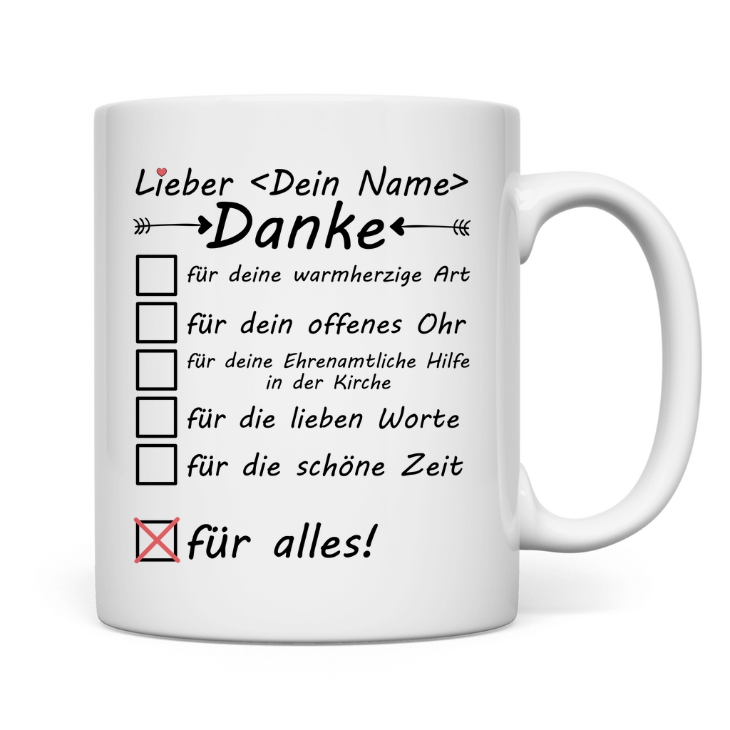 Dank an Ehrenamtliche | in der Kirche | Tasse  Mann Geschenk rückseite