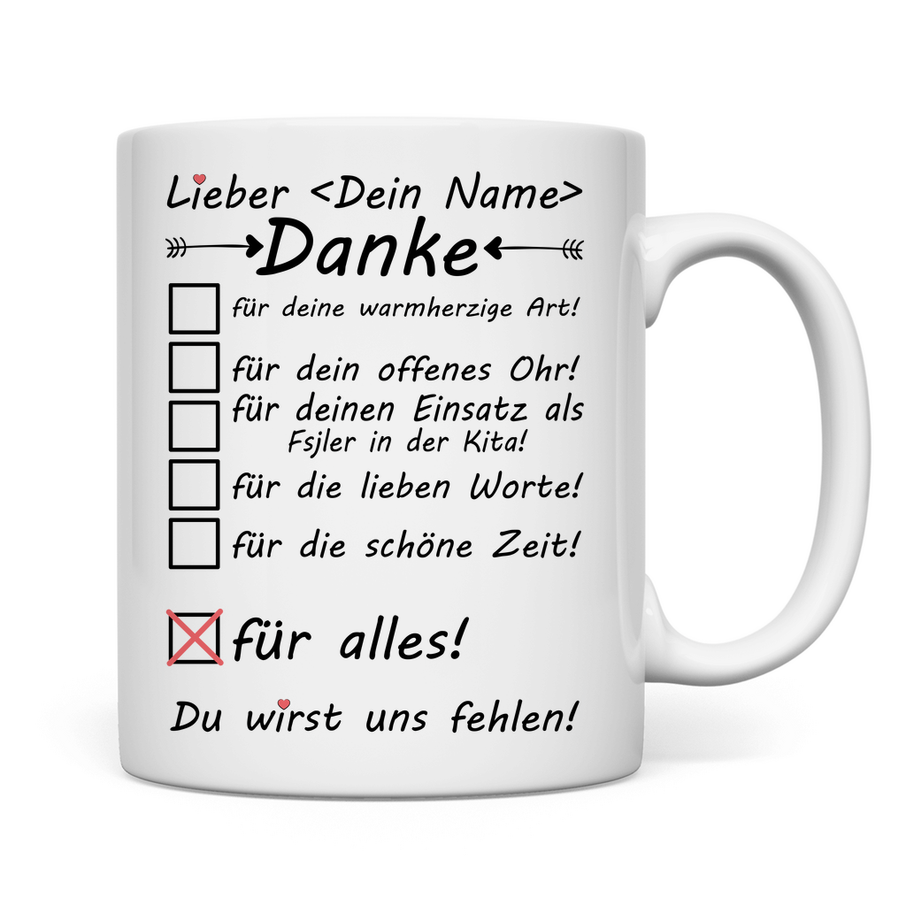 Abschiedsgeschenk für Fsjler | Kita | Danke  Mann Tasse 