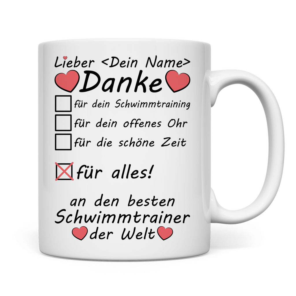 beste Trainer Schwimmen | Geschenk mit Namen  tasse