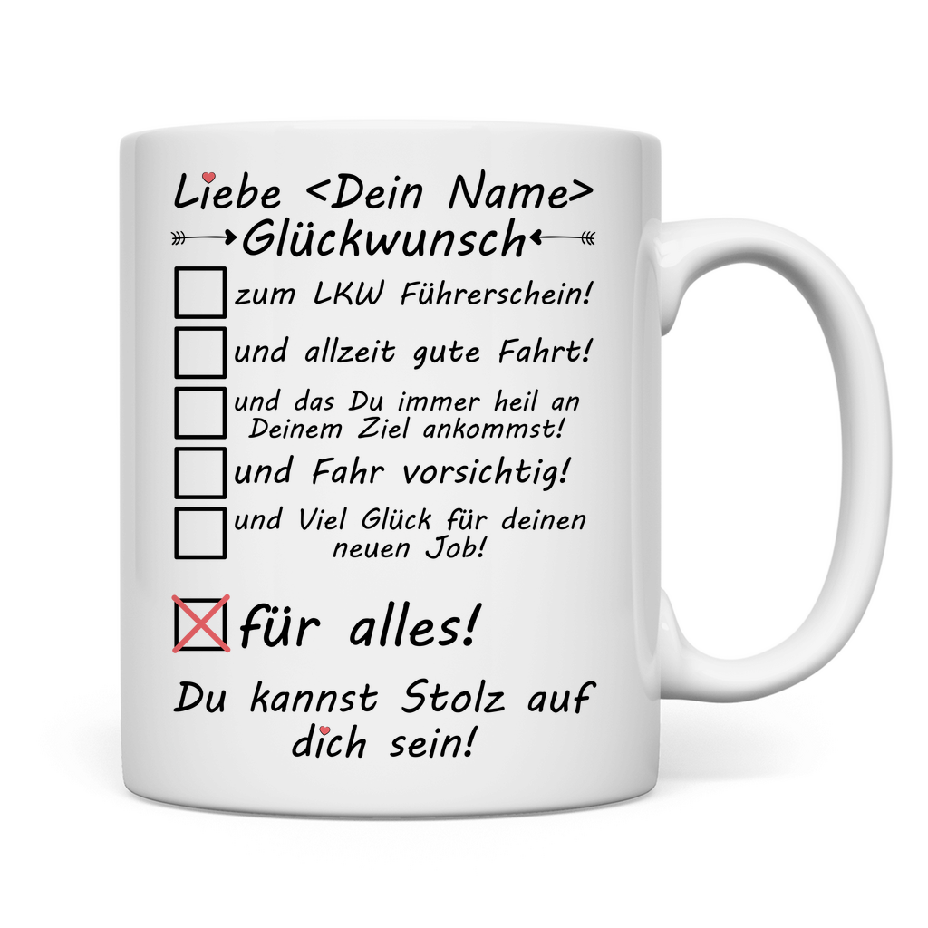 Bestandenen LKW Führerschein | Glückwunsch Geschenk Tasse rückseite