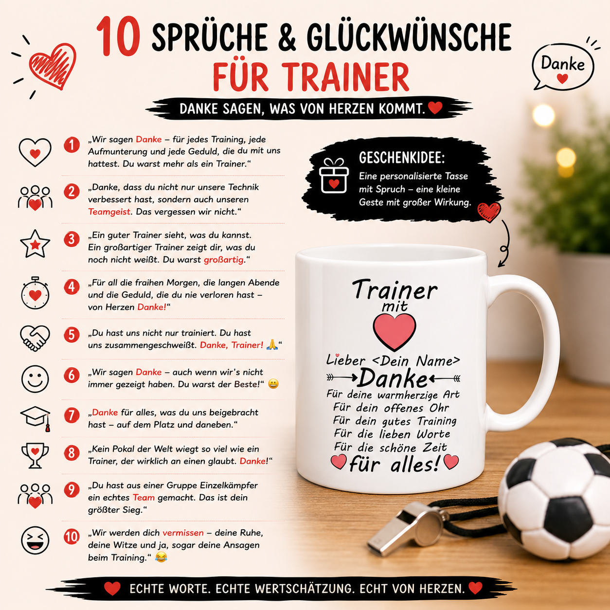 10 kostenlose Danke sagen Sprüche Texte für Karte schreiben und Geschenkidee für Trainer zum Abschied. 