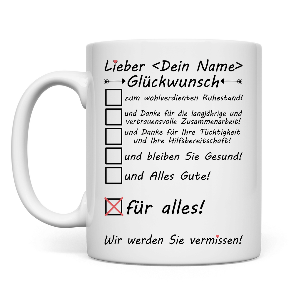 Mitarbeiter Verabschieden in Rente | Geschenk Tasse Glückwunsch