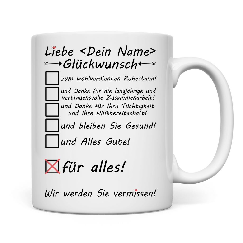 Tolle Chefin geht in Ruhestand | Geschenk Glückwunsch Tasse Rückseite