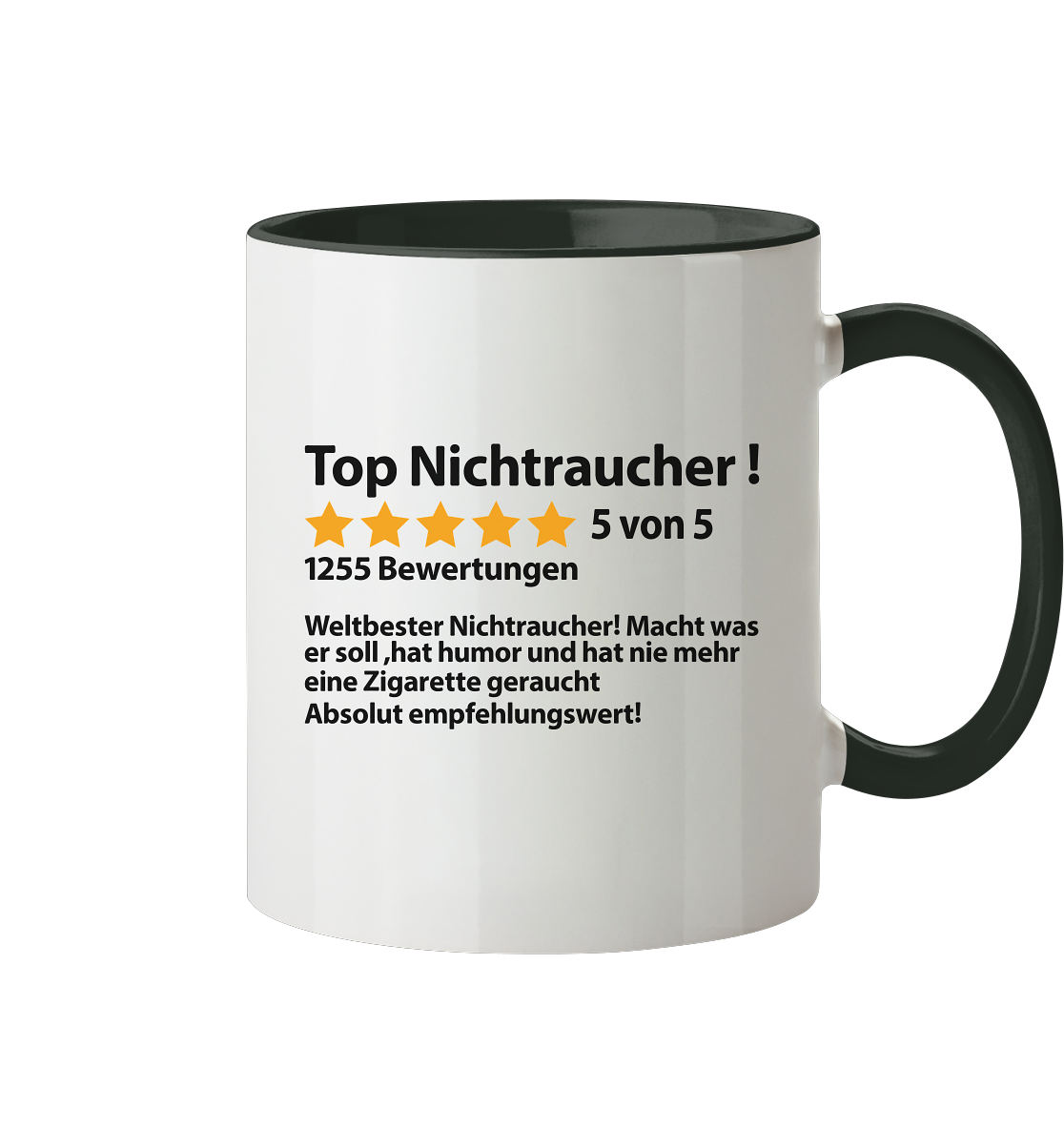 1 Jahr Endlich Rauchfrei Geschenk - Tasse mit Bewertungs Motiv