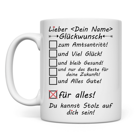 Glückwunsch zum Amtsantritt | Geschenk Mann Tasse