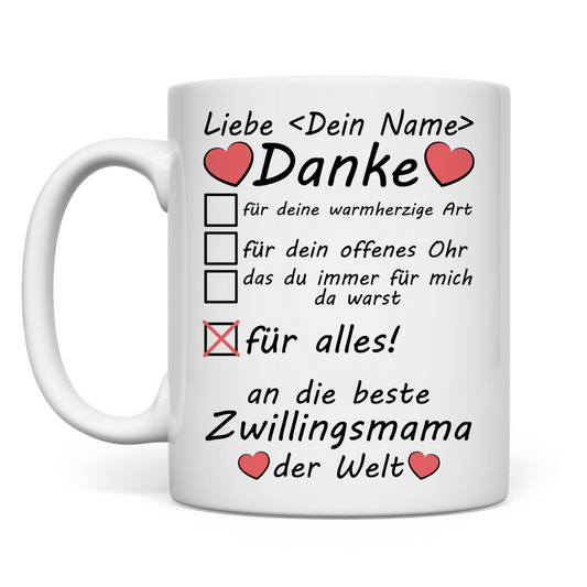 Beste Zwillingsmama Geschenk | Personalisiert Tasse