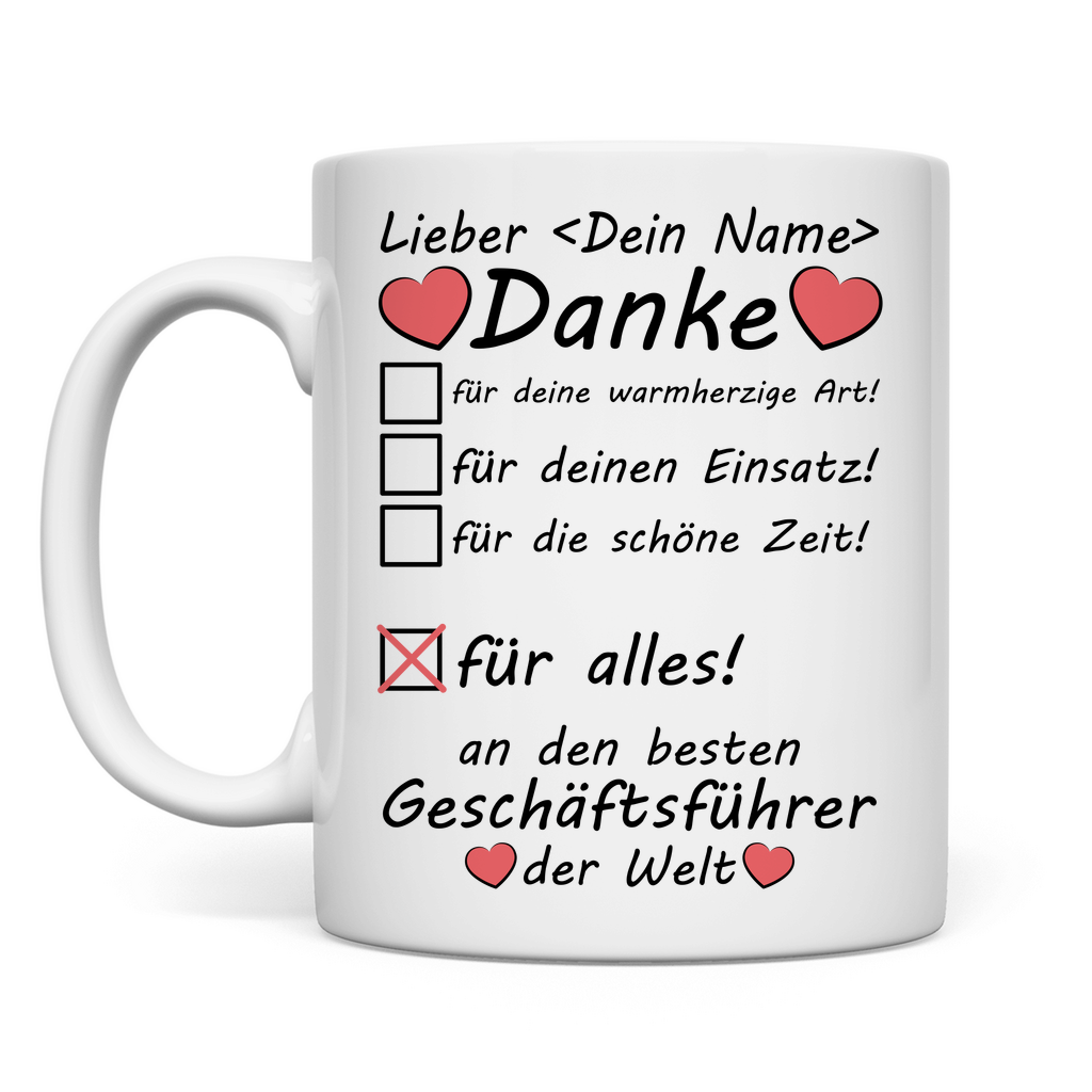 Ausscheidenden Geschäftsführer | Dank an Geschenk Tasse