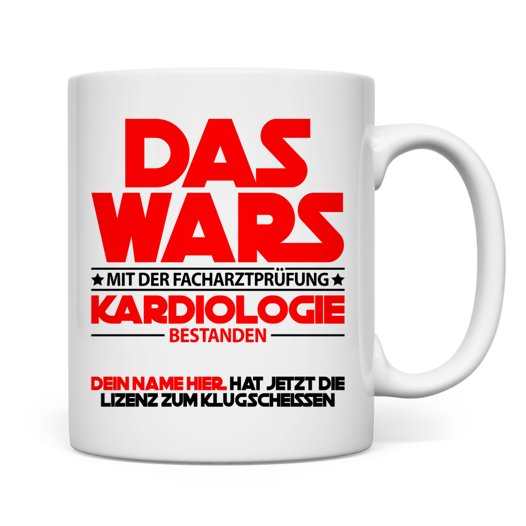 Facharztprüfung Kardiologie bestanden | Tasse Geschenk Rot rückseite