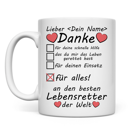 Dankeschön Geschenk für Lebensretter | Tasse 