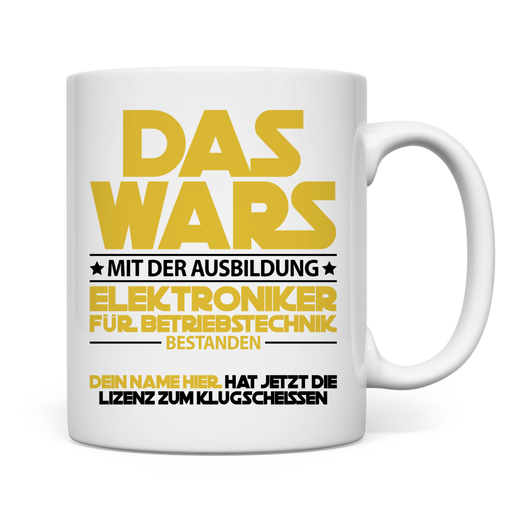 Elektroniker für Betriebstechnik Ausbildung Bestanden | Tasse Geschenk rückseite