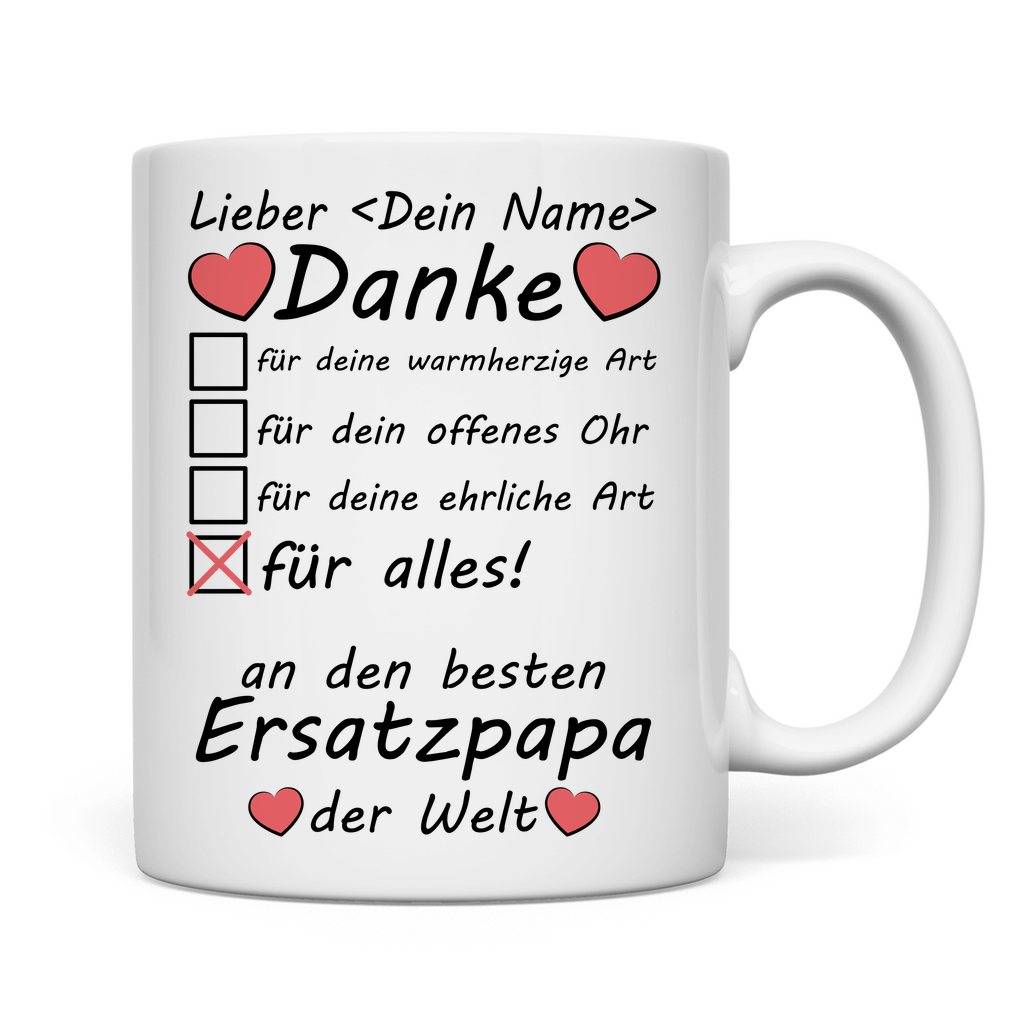 Bester Ersatzpapa | Geschenk | Tasse Danke für Alles rückseite