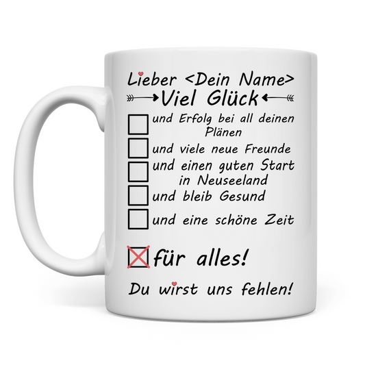 Neuseeland Auswanderer | Viel Glück | Geschenk Tasse