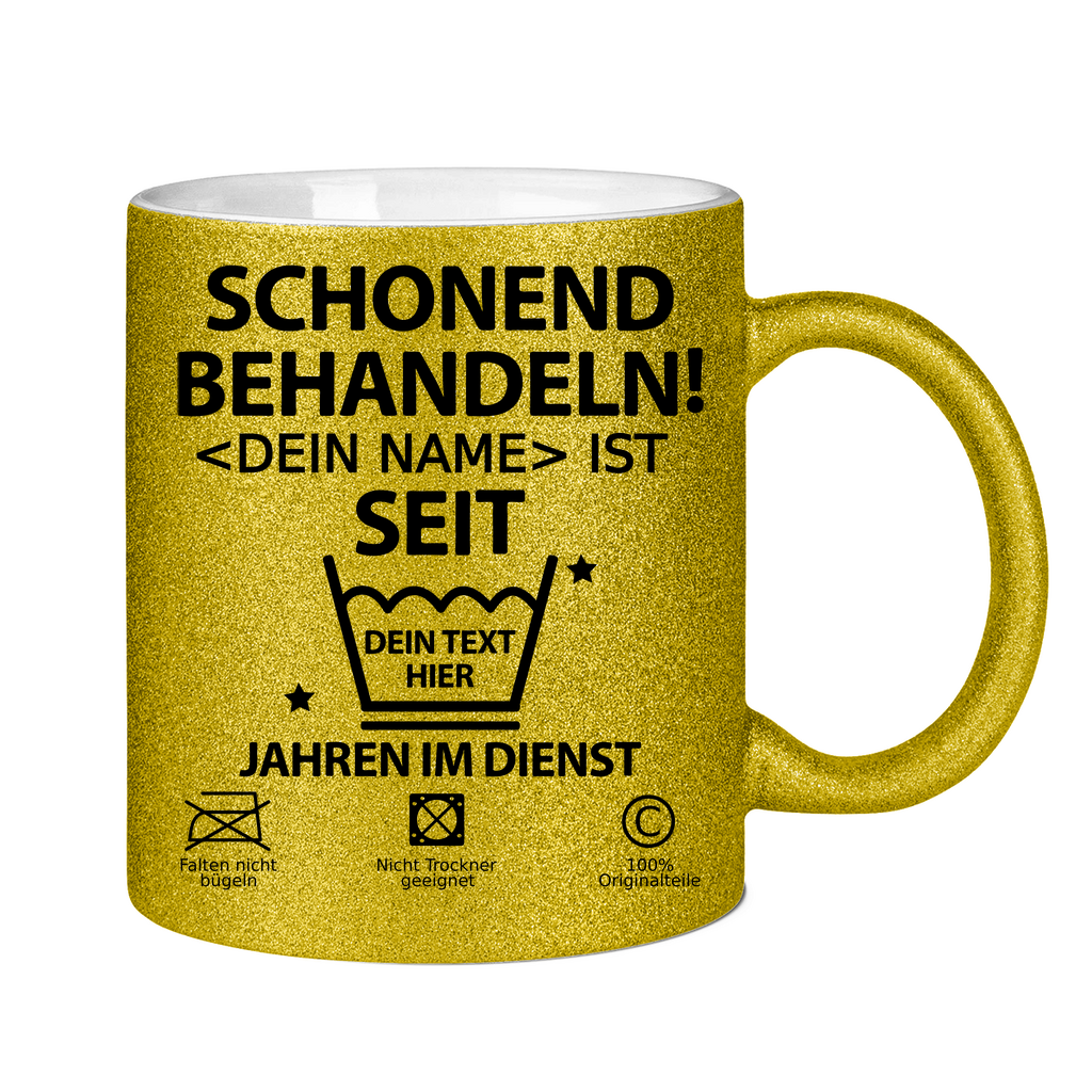 Mitarbeiterin 10 Jähriges Jubiläum - Personalisierte Tasse mit Glitzereffekt - Dienstjubiläum Geschenk
