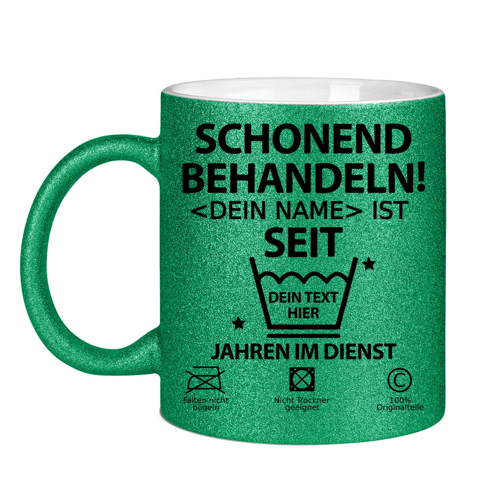 25 Jahre Jubiläum Mitarbeiterin - Glitzer Tasse Personalisiert - Geschenk zum Arbeitsjubiläum
