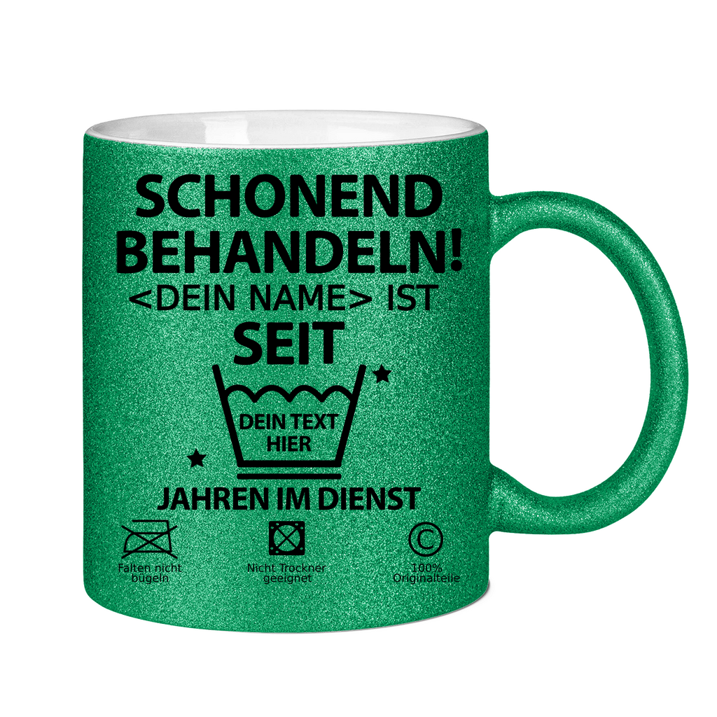 25 Jahre Jubiläum Mitarbeiterin - Glitzer Tasse Personalisiert - Geschenk zum Arbeitsjubiläum