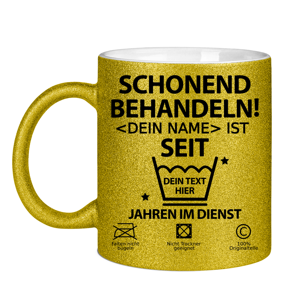 25 Jahre Jubiläum Mitarbeiterin - Glitzer Tasse Personalisiert - Geschenk zum Arbeitsjubiläum