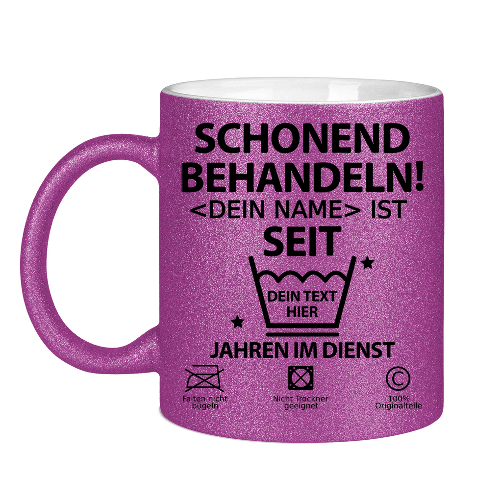 25 Jahre Jubiläum Mitarbeiterin - Glitzer Tasse Personalisiert - Geschenk zum Arbeitsjubiläum