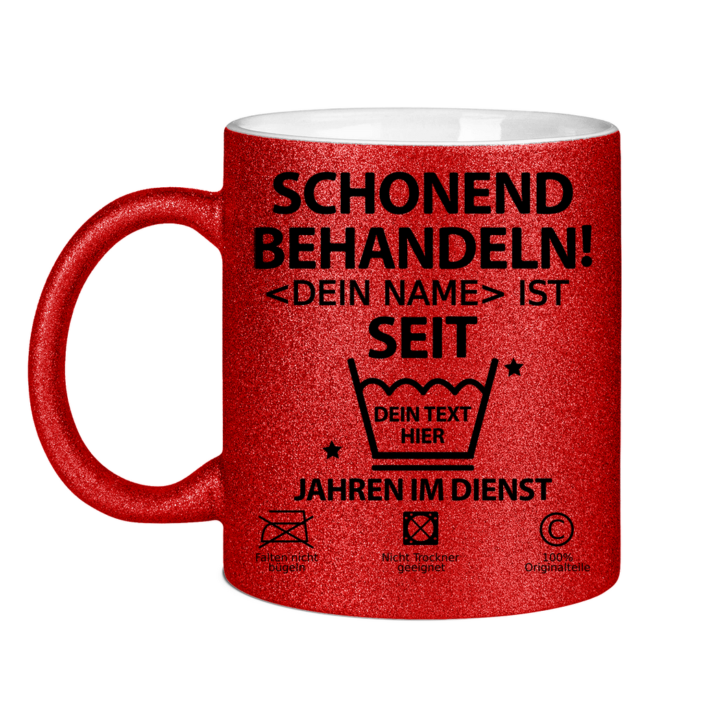 25 Jahre Jubiläum Mitarbeiterin - Glitzer Tasse Personalisiert - Geschenk zum Arbeitsjubiläum