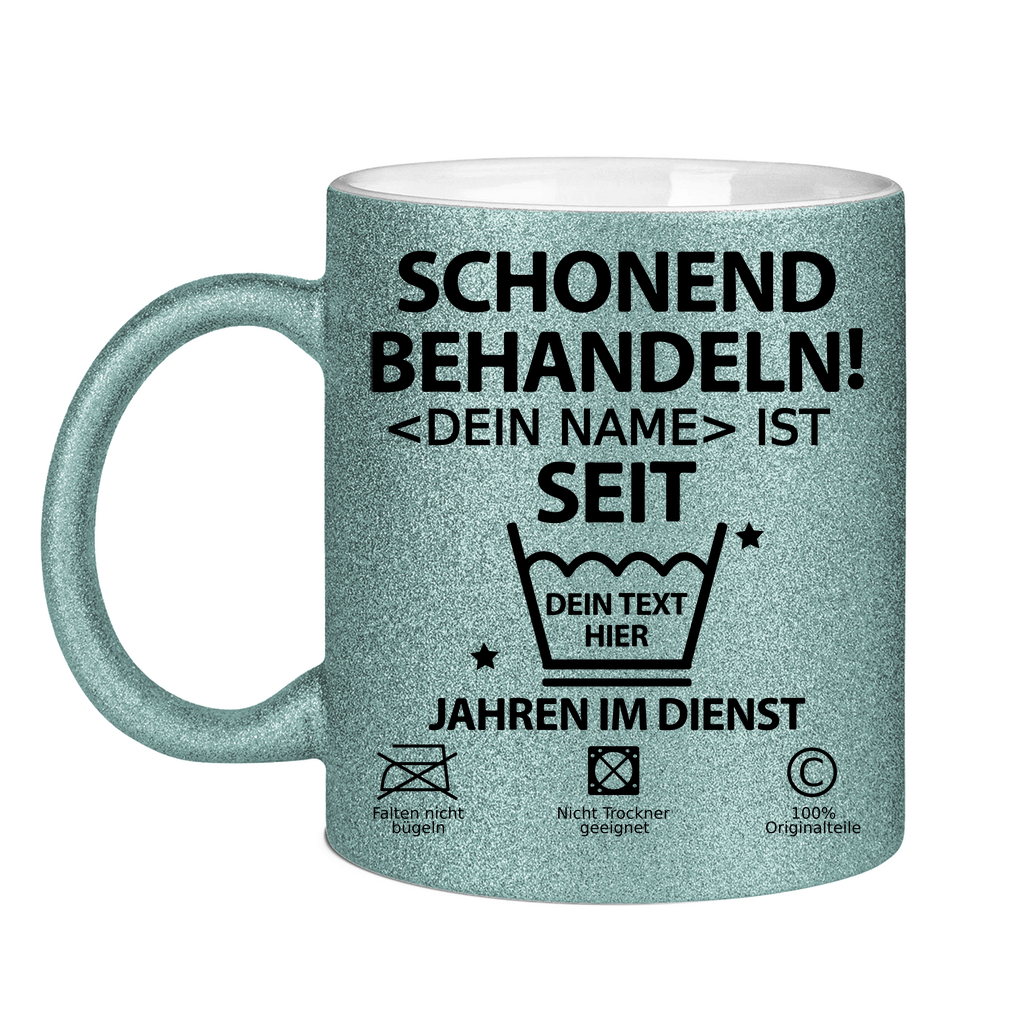 25 Jahre Jubiläum Mitarbeiterin - Glitzer Tasse Personalisiert - Geschenk zum Arbeitsjubiläum
