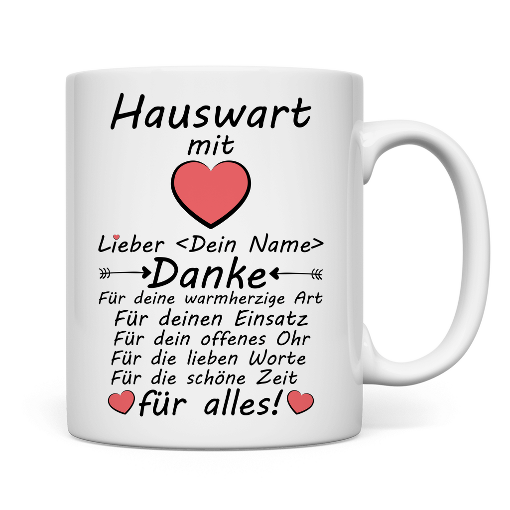 Danke an Hauswart | Geschenk Tasse rückseite