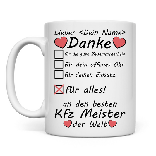 Bester KFZ Meister Tasse | Personalisiert  