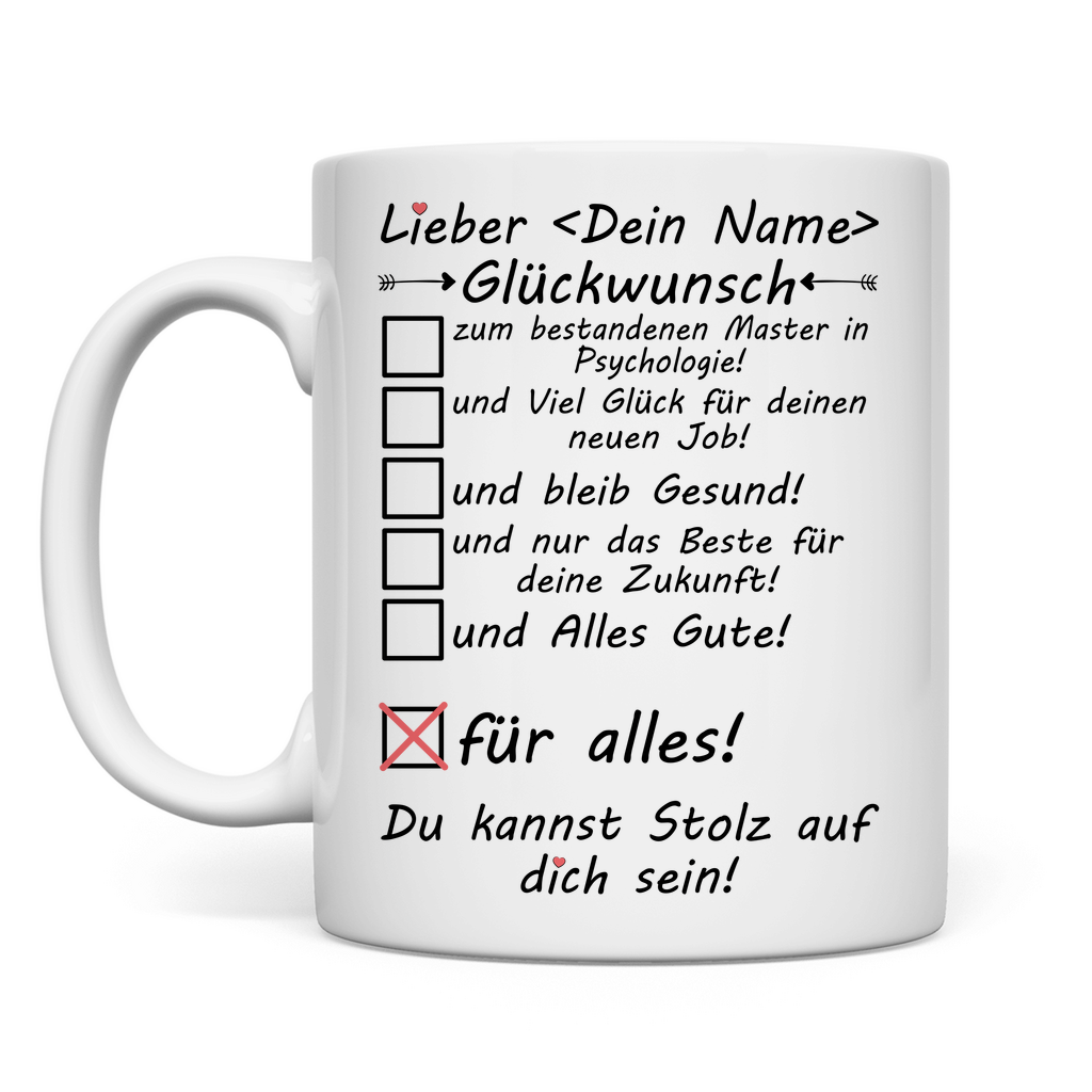 Master Psychologie Bestanden | Geschenk  Mann Tasse