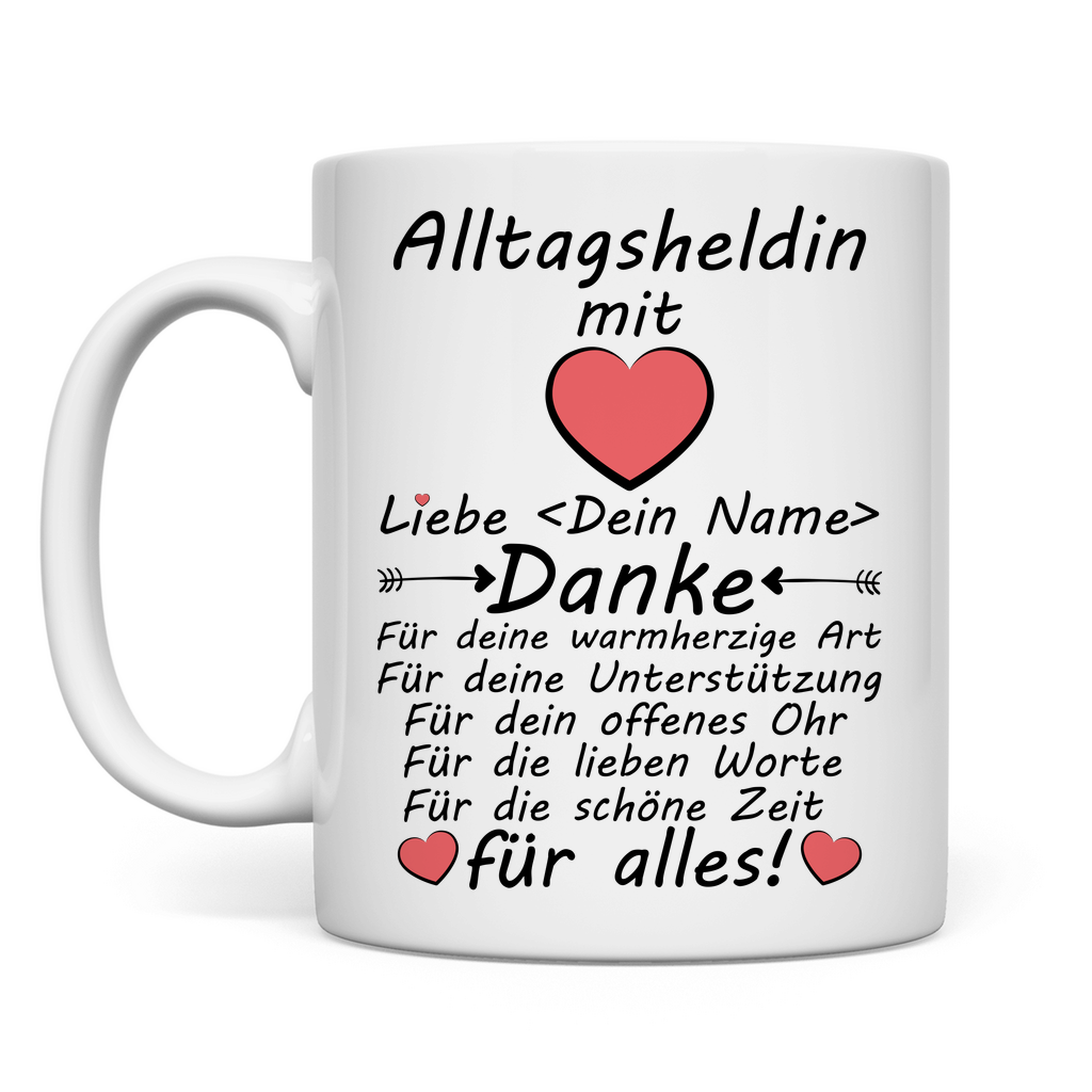 Danke Sagen für Alltagsheldin | Mama Tasse Geschenk mit Herz Personalisiert