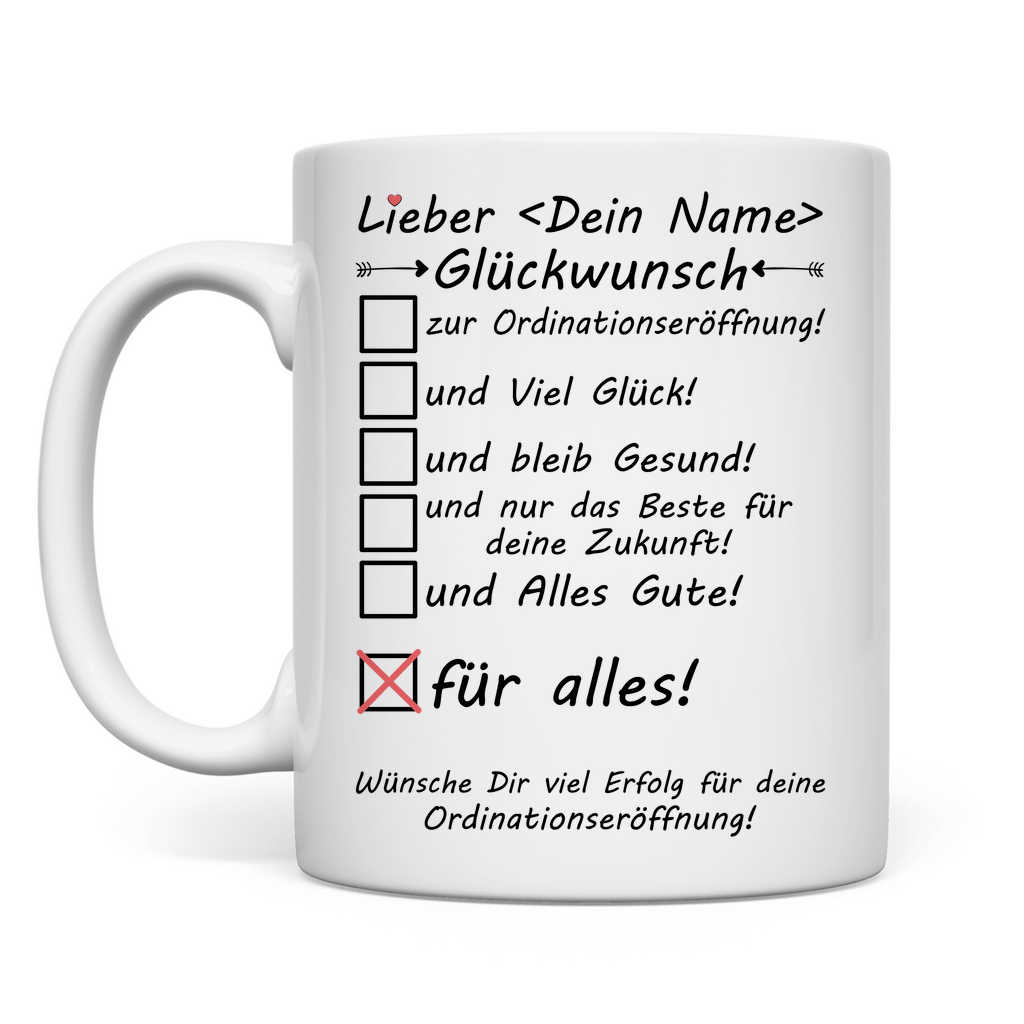 Ordinationseröffnung | Glückwünsche | Geschenk  Mann Tasse 