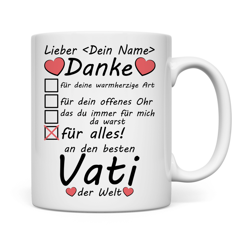 Bester Vati | Vatertag Geschenk | Tasse Danke rückseite
