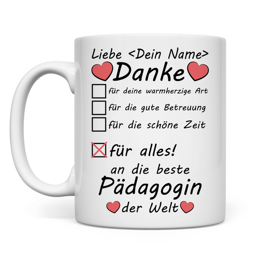Pädagogin im Kindergarten | Abschiedsgeschenk  Tasse