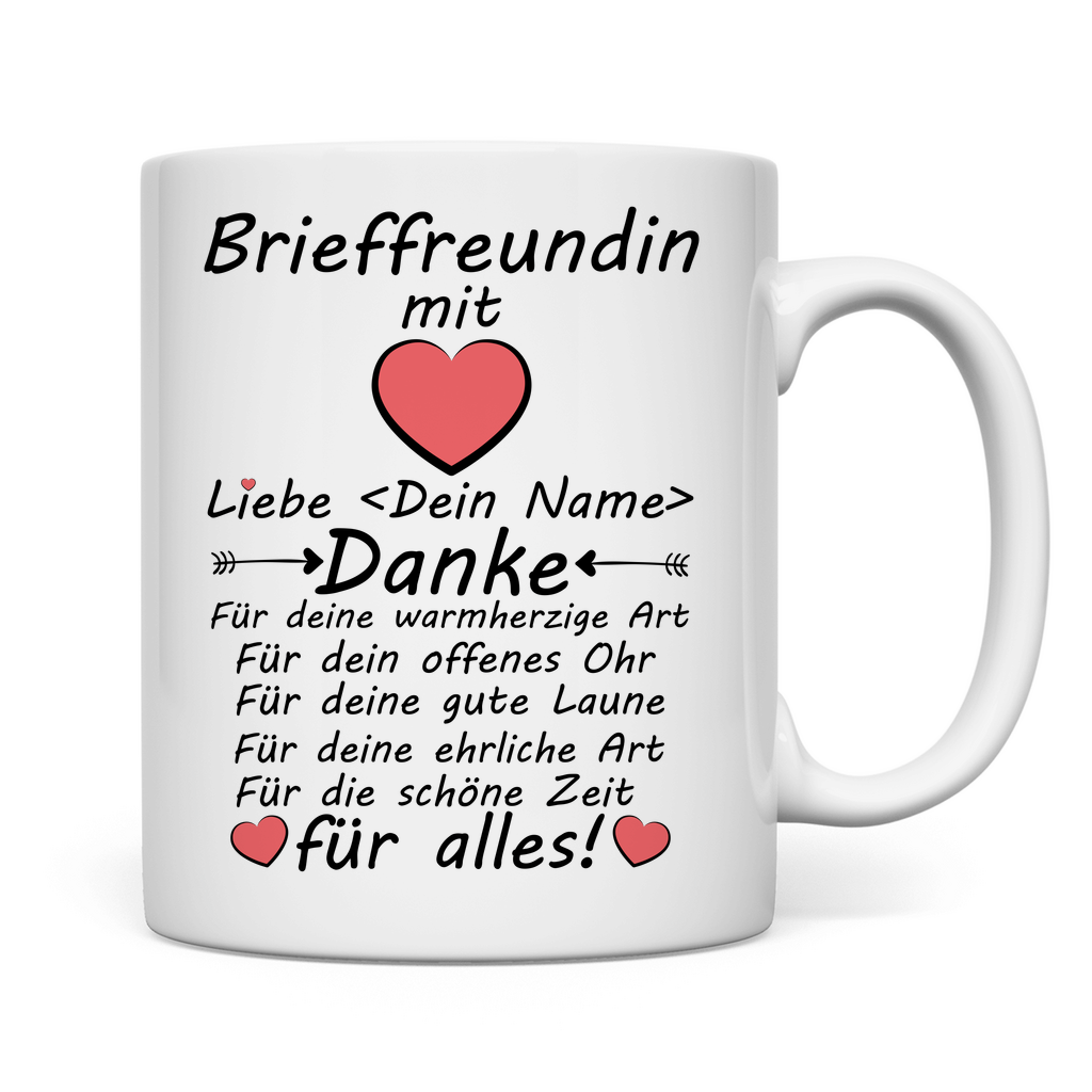 Brieffreundin mit Herz | Danke Geschenk tasse 2