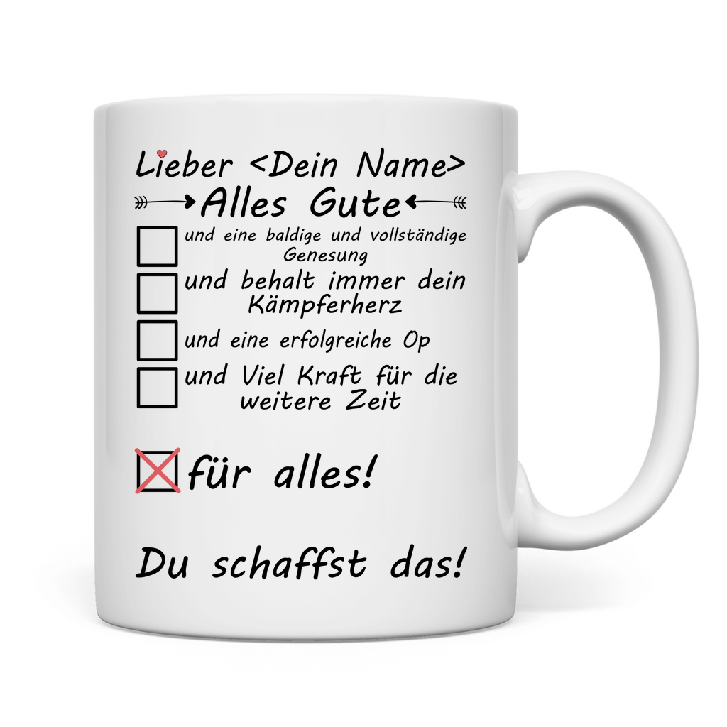 Alles Gute für die OP Wünschen | Geschenk Tasse Mann rückseite
