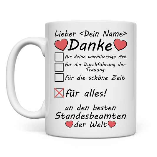 Danke an Standesbeamten | Tasse mit Wunsch Text Geschenk