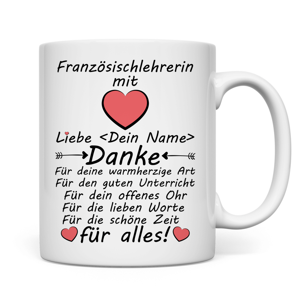 Französischlehrerin Geschenk Danke mal anders tasse 2