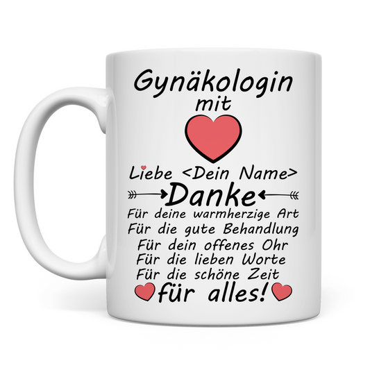 Gynäkologin Danke | Geschenk mit Namen Tasse