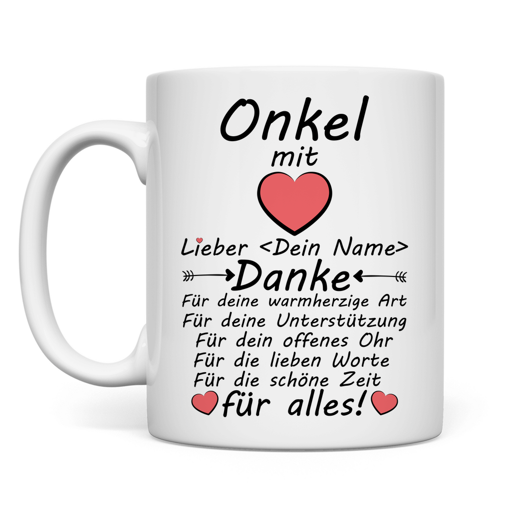 Danke sagen an den Onkel | Vatertag Geschenk Tasse Personalisiert