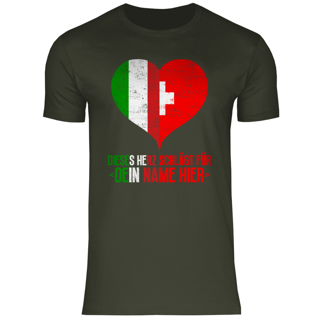 Schweiz Italien Flagge | Herz | Herren T-Shirt