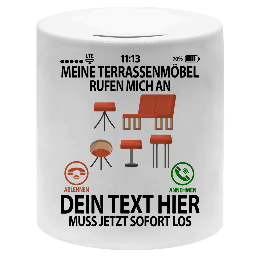 Neue Terrassenmöbel | Geldgeschenk | Spardose