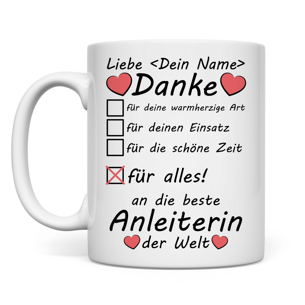 Anleiterin | Abschiedsgeschenk mit Namen Tasse