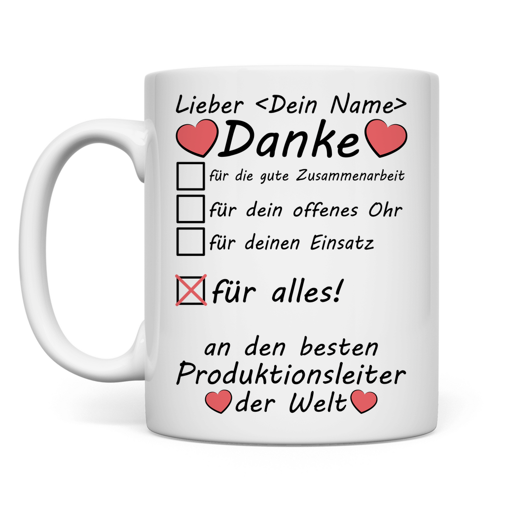 Bester Produktionsleiter | Tasse mit Namen Geschenk