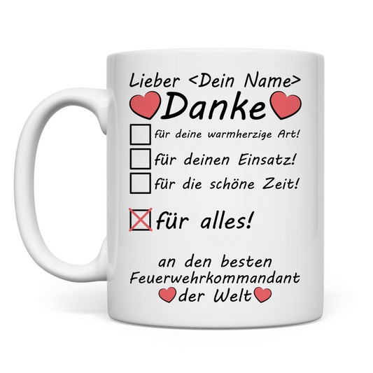 Kommandant | Feuerwehrkommandant Abschiedsgeschenk Tasse Besten Danke für Alles