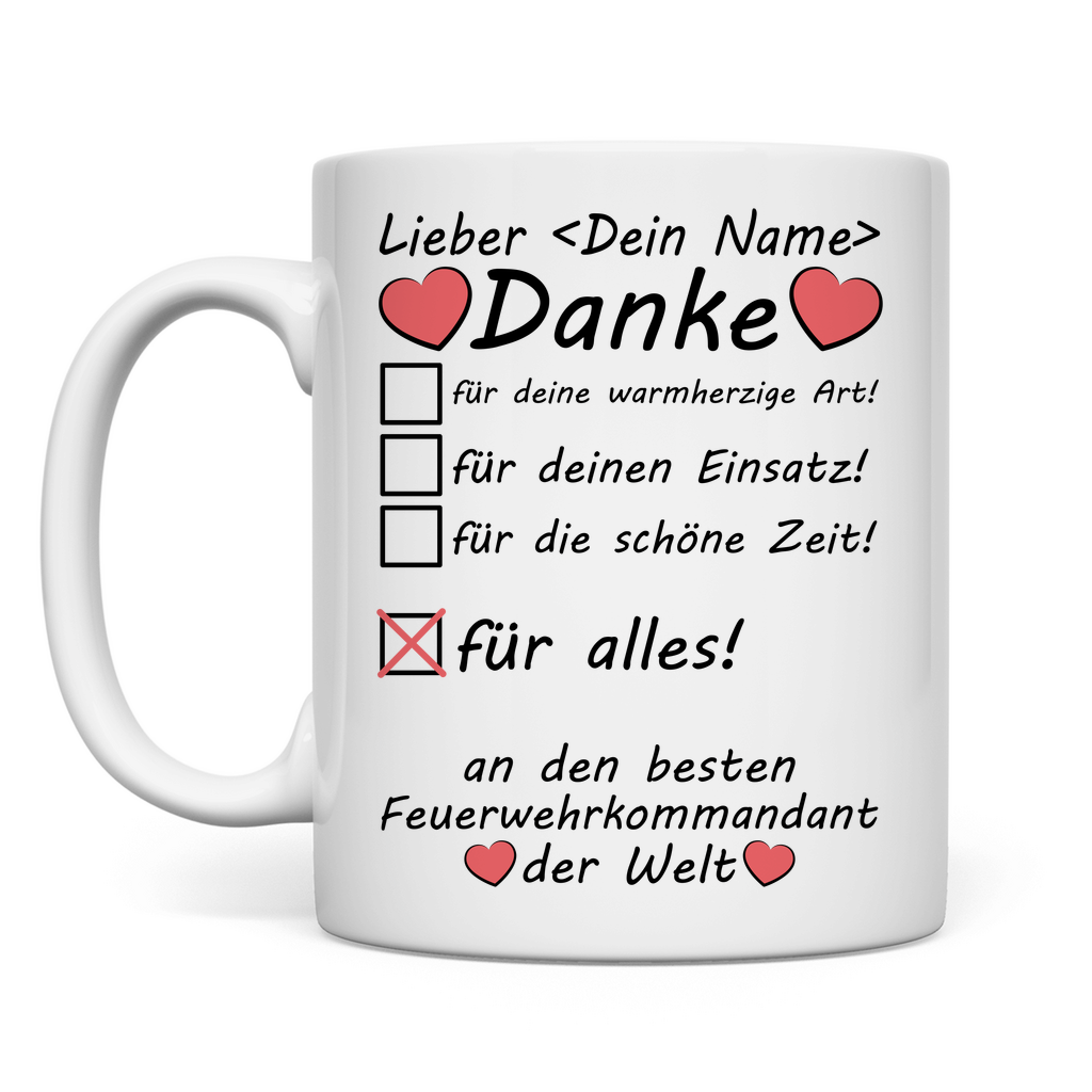 Kommandant | Feuerwehrkommandant Abschiedsgeschenk Tasse Besten Danke für Alles