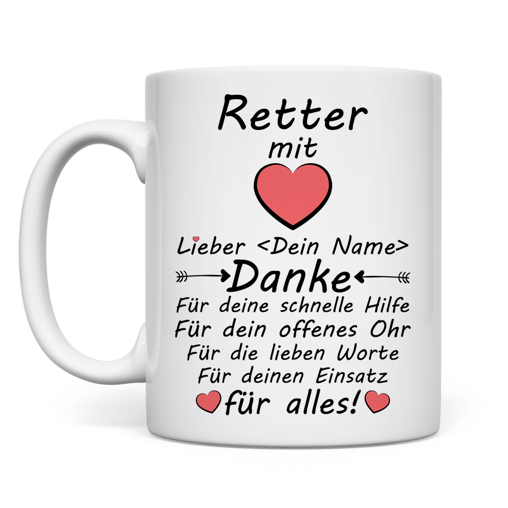 Retter mit Herz | Feuerwehr | Geschenk Tasse
