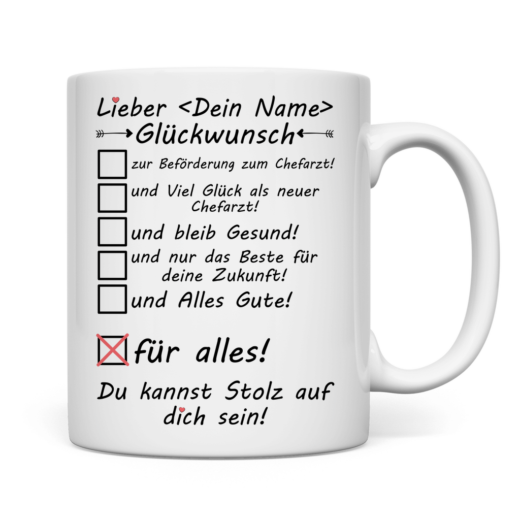 Zur Beförderung zum Chefarzt | Glückwünsche Tasse geschenk rückseite