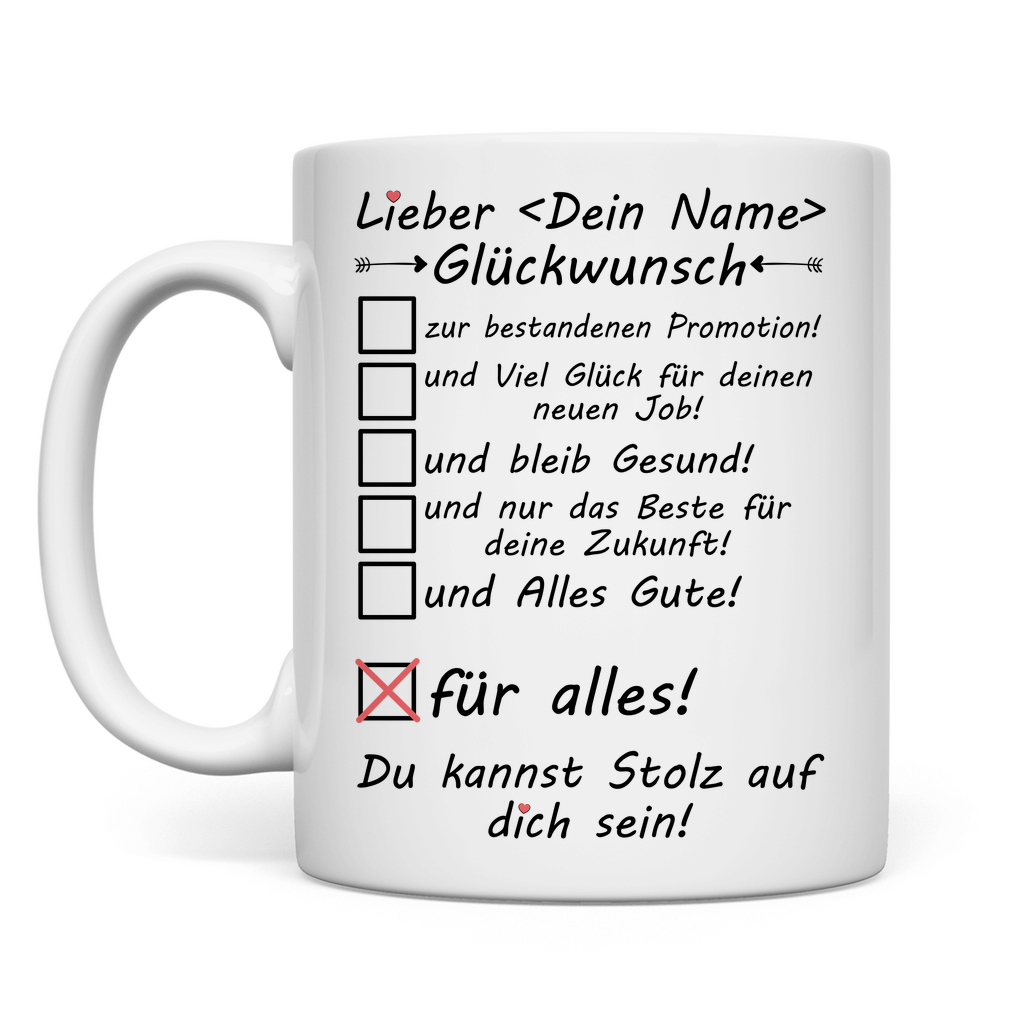 Bestandenen Promotion | Tasse | Glückwunsch Geschenk Mann