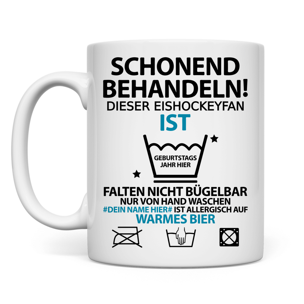 50. Geburtstag Eishockey Fan -  Sprüche Tasse - Mann Geburtstagsgeschenk - Personalisierbar