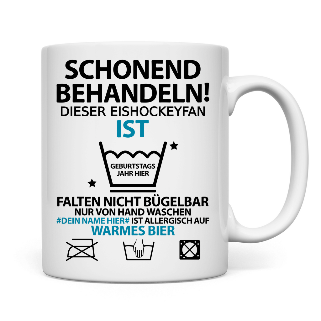 50. Geburtstag Eishockey Fan -  Sprüche Tasse - Mann Geburtstagsgeschenk - Personalisierbar